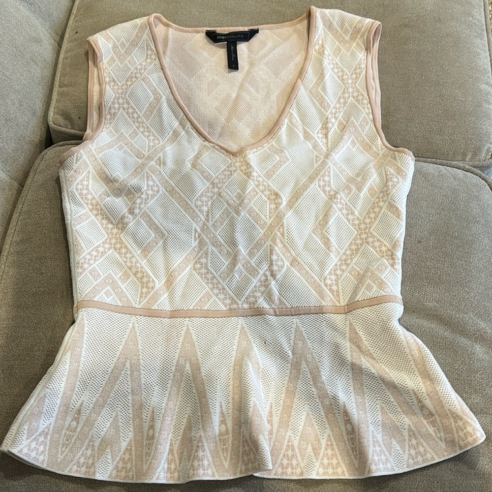 BCBG peplum top. Cream and pale pink design